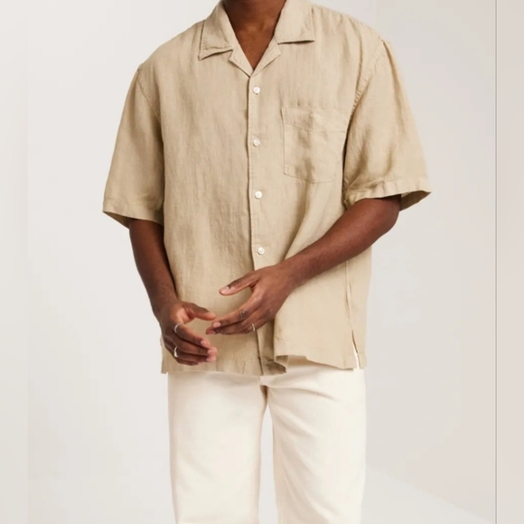 GANT Linen Blend Classic Button Down Mens Shirt With Pocket MENS Size Large - Picture 1 of 7